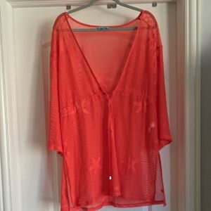 NWOT Shore Life XL Women's Red/Orange Mesh Swim Coverup